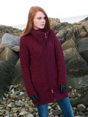 DOUBLE COLLAR ARAN ZIPPER COAT (ACCZ)